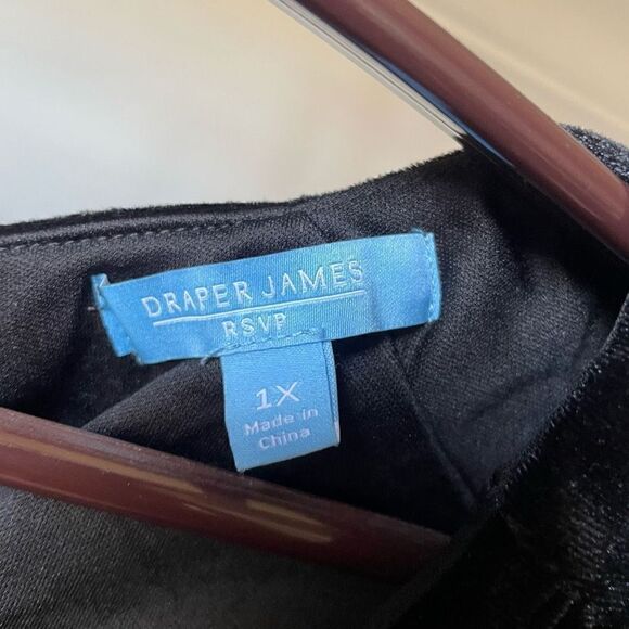 Draper James Women's Dress Sz 1X V-Neck Black Bow Tie Back Velvet Sleeveless NWT - Picture 3 of 9